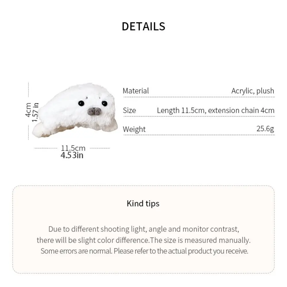 Creative Animals Little Seal Hair Claw Hairpin Cute Hair Clip Korean Style White Large Shark Clip Hair Accessories view 6