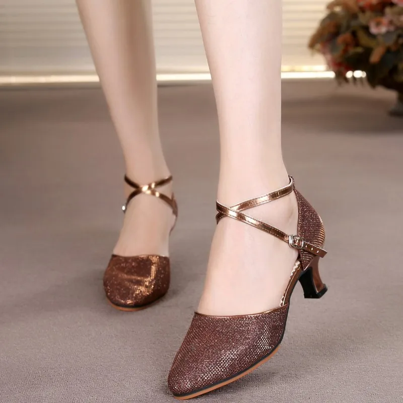 Women's Latin Dance Shoes Adult Cha Cha Dance Shoes Social Dance Shoes All Season Anti Slip Shiny Dance Shoes 2026 New Style