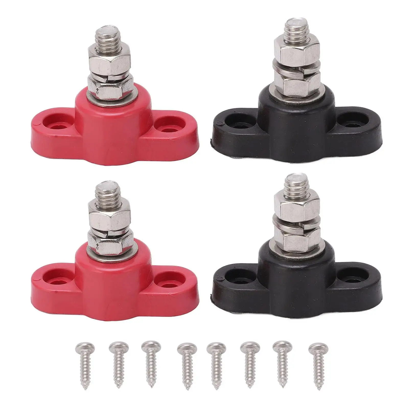 4Pcs Battery Terminal Blocks - 12V/24V Safe Red & Black Power Junction  Connectors