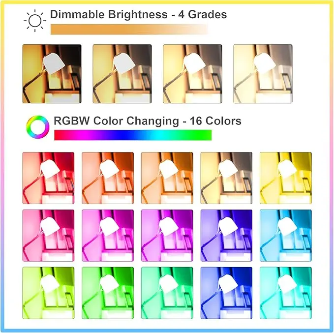 RGB Color Changing Light Bulbs A19 E27 E26 Warm White 6500K 16 Color Multicolor Dimmable Light Bulb for Home Party Bedroom