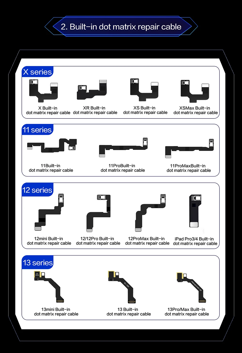 i2C MC14 Intelligent Dot Matrix Face ID Repair programmer No disassembly Tag Face id Flex Cable for iPhone X to 14 iPad Pro 3 4