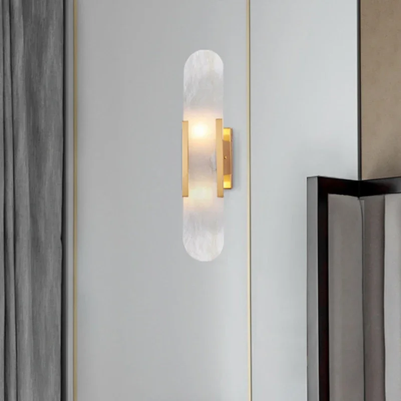 Luma Socket Wall Lamp Natural Marble Sconce Light Nordic Hardware Living Room Bedside Bedroom Bra Hotel Aisle Staircase Lighting