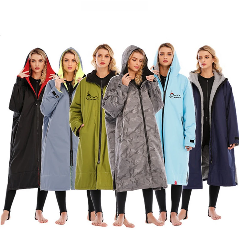 Imagem -02 - Manto Encapuzado Impermeável Unisex Surf Robe Cabolsa ao ar Livre Cabolsa Quente Surf na Praia Forro de Piscina Impermeável Anorak m l Inverno