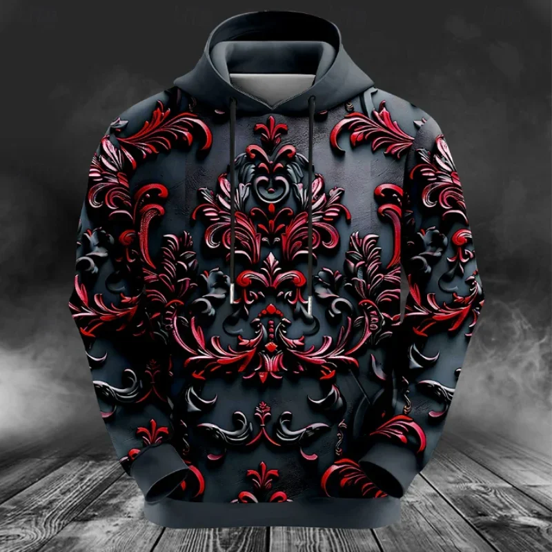 

2024 Men's Fashion 3D Print Hoodies Club Halloween Long Sleeve Red Blue Pocket Fall Winter Design Hoodie Casual Loose Sweatshirt