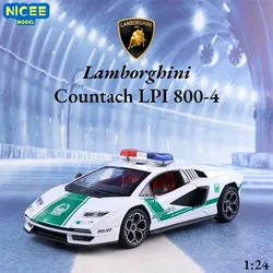 1:24 Lamborghini Countach LPI 800-4 police car Diecast Metal Alloy Model car Sound Light Pull Back Collection Kids Toy Gift A538