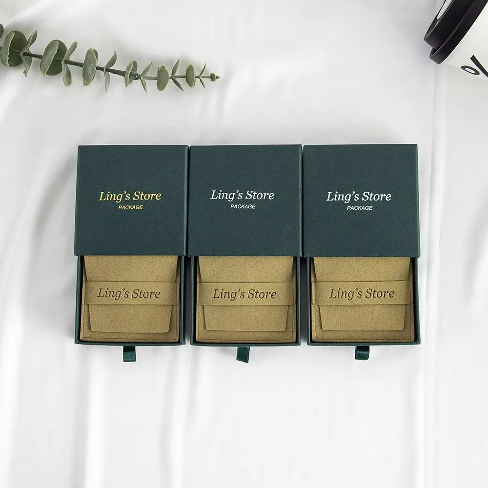 

100Pcs Personalized Paper Cardboard Jewelry Box Microfiber Suede Envelope Packaging Pouches Pendant Festival Present Storage