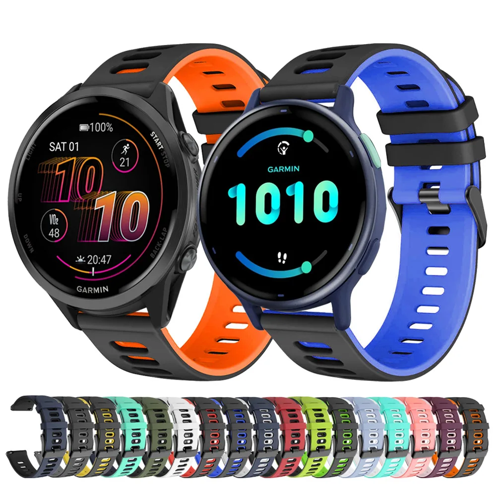 20 مللي متر 22 مللي متر حزام ساعة اليد ل Garmin Forerunner 570 165 245 255 الموسيقى/Venu 3 2 سيليكون الفرقة سوار ل Vivoactive 6 5 4 معصمه