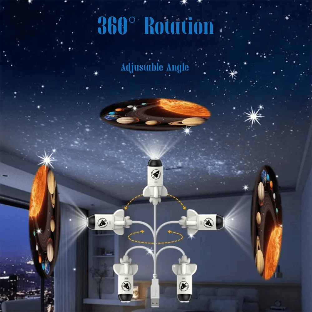 HD Projection Effect Galaxy Projector Lamp Soft Gentle Lighting USB Powered Planet Projection Light High-Definition Projection