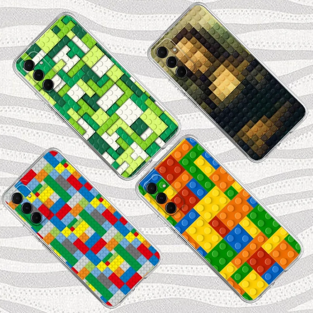 L-Lego B-Bricks background Case For Samsung Galaxy A71, 70, 52, 51, 40, 31, A50, 30S, 21S, Note 20 Ultra Transparent Soft Cover