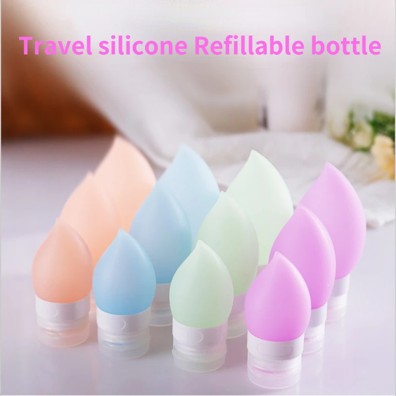 38ml/60ml/89ml Water Drop Silicone Refillable Containers Travel Set Emulsion Bottle Shampoo Shower Gel Storage Bottle Cosmetic