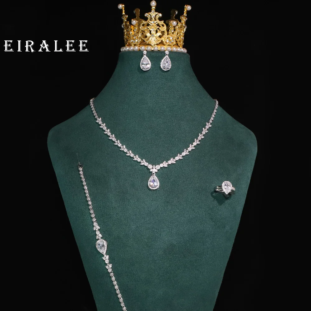مجموعة مجوهرات Wiralee الفاخرة المكعبة الزركونيوم مع فساتين زفاف نسائية في دبي مجوهرات الخطوبة عالية الجودة