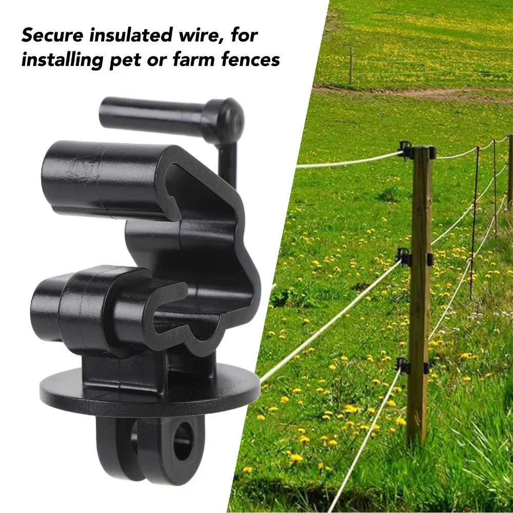 25pcs Plastic T Post Insulators Black 1.33 T Post Compatible Electric Fence Insulator 1-1/4 Inch Compatible Wire Holding Clips view 5