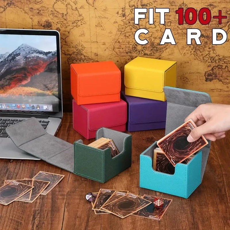 100+ صندوق بطاقات توصيل جانبي قابل للطي، صندوق تخزين بطاقات كوكب جلدي، صندوق بطاقات محيطي للعبة، صندوق بطاقات تخزين لعبة كينج #2