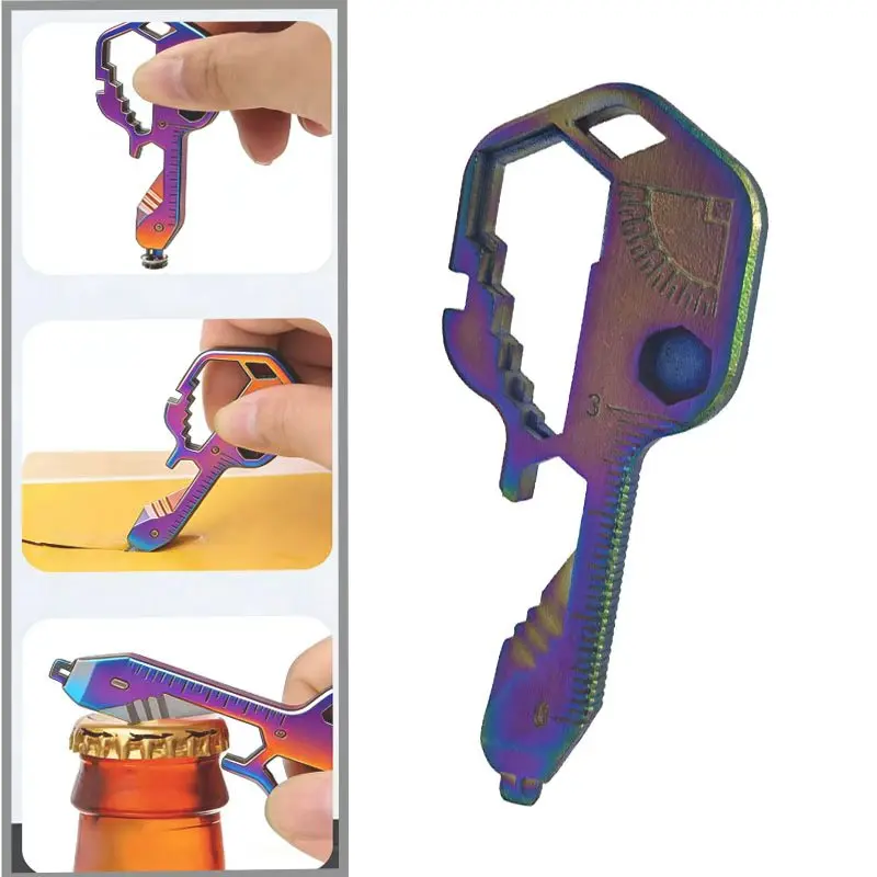 

24-in-one key tool multi-function stainless steel keychain combination multi-function mini tool card bottle opener hexagon