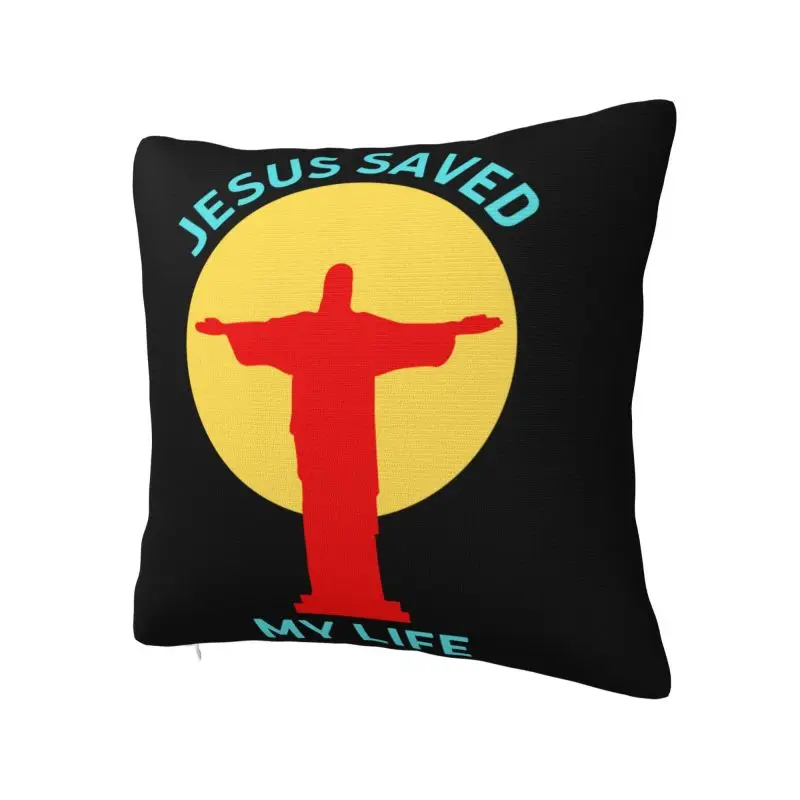 Christian Saying Cushion Cover 3D Printing Jesus Saved My Life Square Floor Pillow Case for Sofa Custom Pillowcase Home Decor