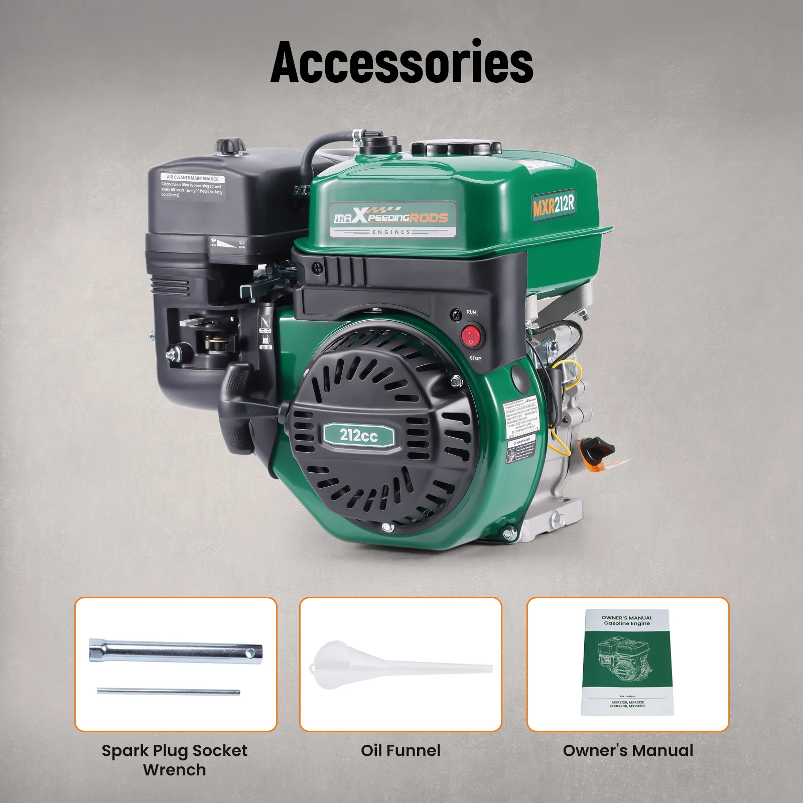 7HP 212cc Horizontal Engine Motor Gasoline 4 Stroke Recoil Start For Compressor