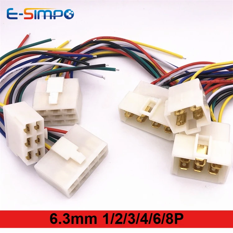 

1/5/10Set 6.3mm 1P-8P Automobile Harness Connector 15cm High Current Equipment Cable Male Female Plug Butt Joint 0.75mm2 18AWG