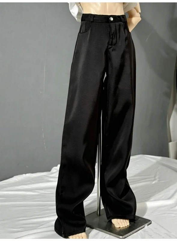 BJD doll Pants Loose Black Thick Floor Pants 4-point Senior 73 ID75 77 Uncle Black Daily Dressing Pants Male