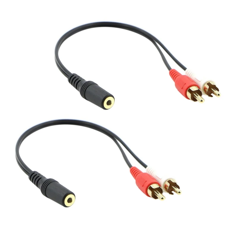 RISE-2X 2-RCA Mâle à Femelle 3.5Mm Jack m.com x Câble Audio Stéréo
