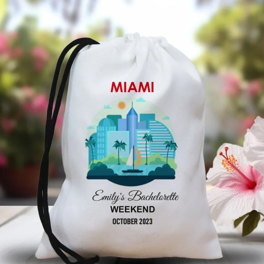 20Miami Beach Bachelorette Party Hangover Kit,Miami Oh Shit Kit Bag,Beach Party Drawstring Mini Favor Bags,Wedding Party Favor