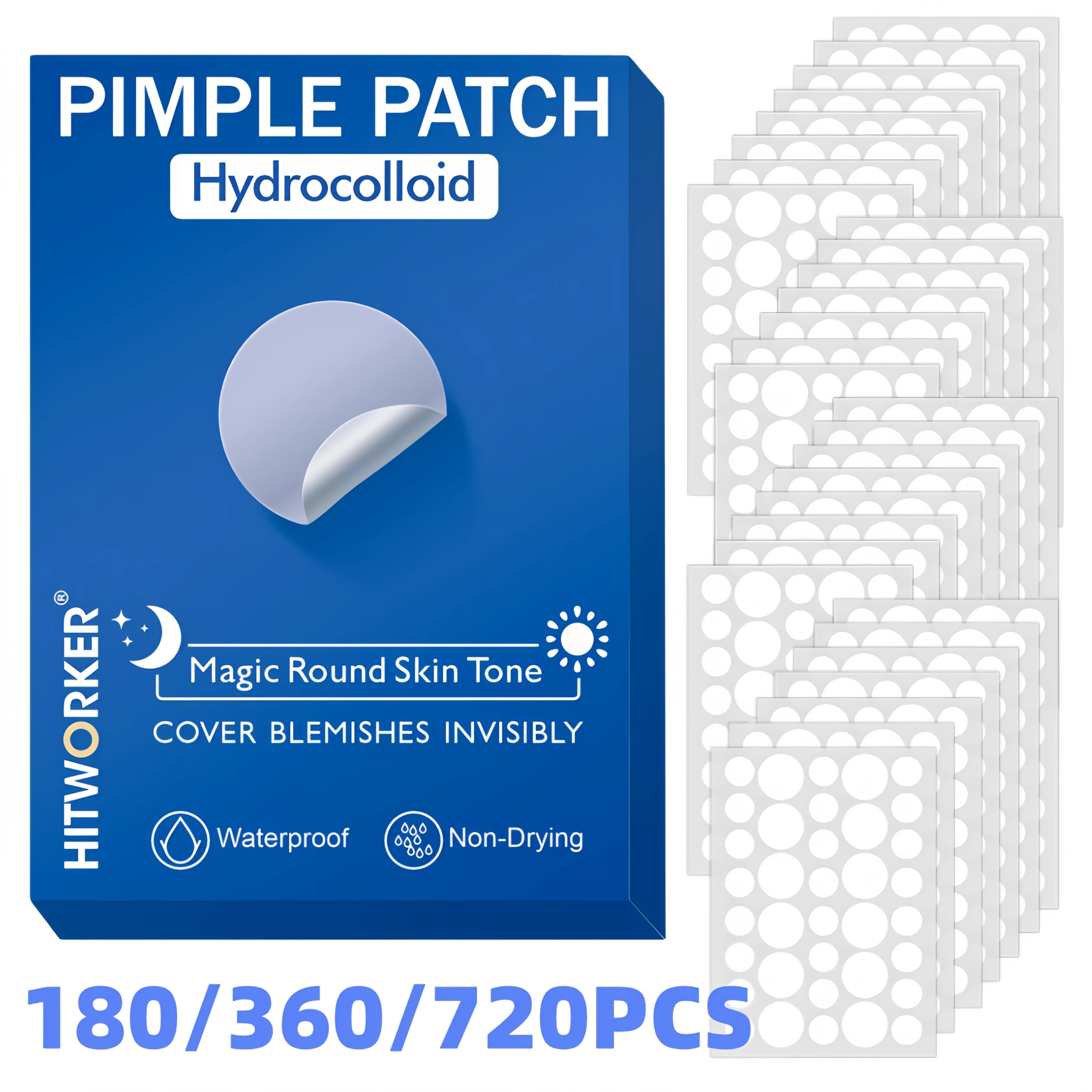 180/360/720pcs acne patches, water-based gel non irritating, suitable for all skin types