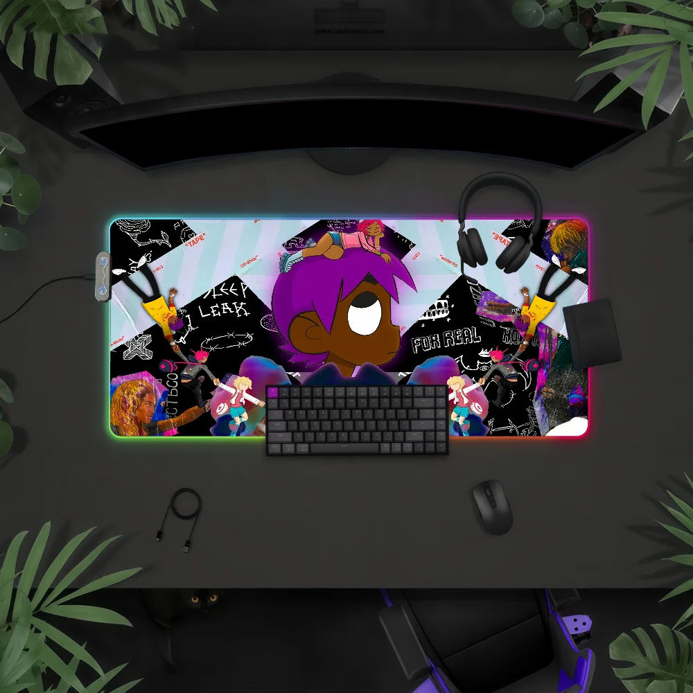 Rapper L-Lil U-Uzi Vert Mouse Pad RGB LED Light Colorful Game Keyboard Non-slip Cover Desk-mat Surface Waterproof