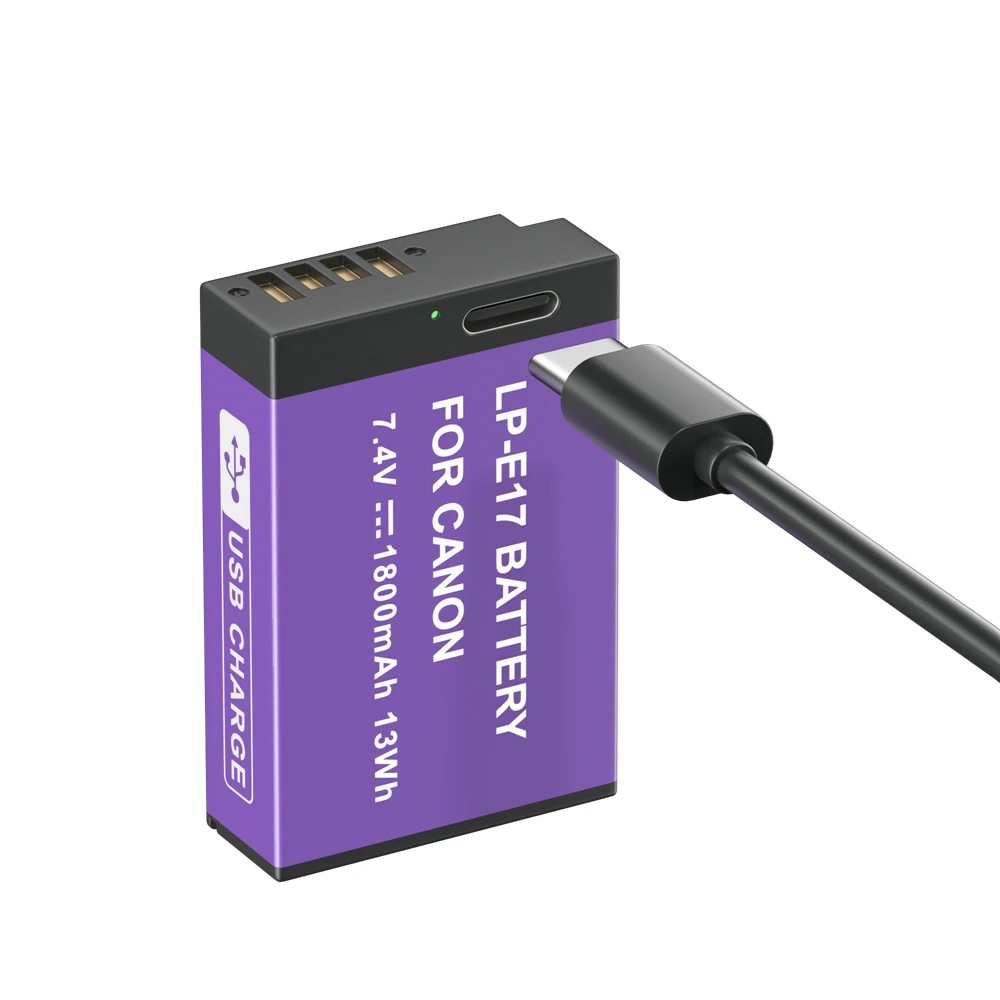 PALO LP E17 LP-E17 Battery with Type-C Input for Canon EOS 200D M5 M6 750D 760D T6i T6s 800D RP Kiss X8i with LCD Charger Case