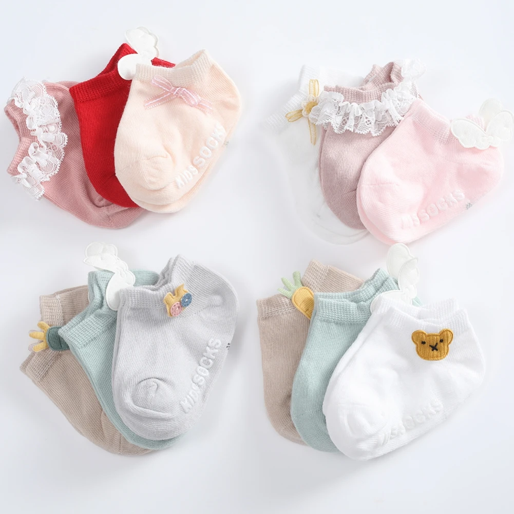 

3 Pairs/Lot Infant Floor Sock Cute Cartoon Newborn Baby Socks Dispensing Glue Non-slip Boys Girls Baby Socks Kids Sock