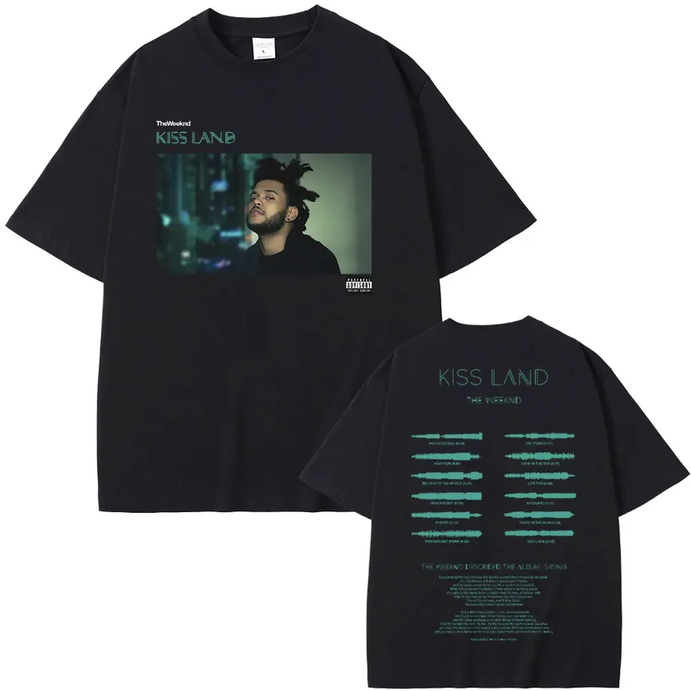 Rapper The Weeknd Kiss Land  T-shirt Men Women Hip Hop Oversized Tshirt Men's Vintage Trend Tees Male Fashion Streetwear