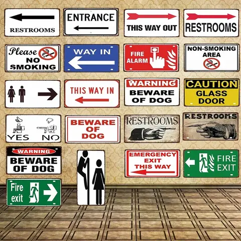 공용 화살표 표시기 금속 경고 표지판, 소박한 홈 장식, 자동차 번호판 주석 표지판, 바 카페 화장실 벽 장식, 15x30cm