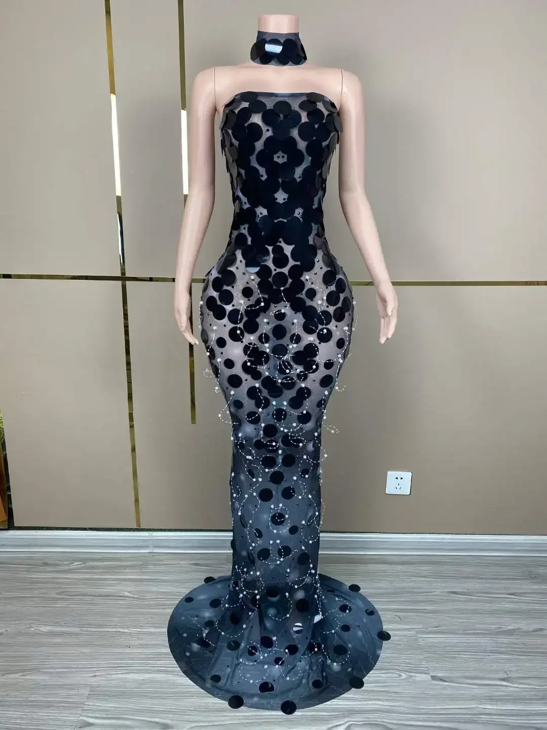 

Women Sexy Backless Round Sequin Sparkly Floor Length Birthday Evening Party Queen Dress Celebrate Drag Costume 2025