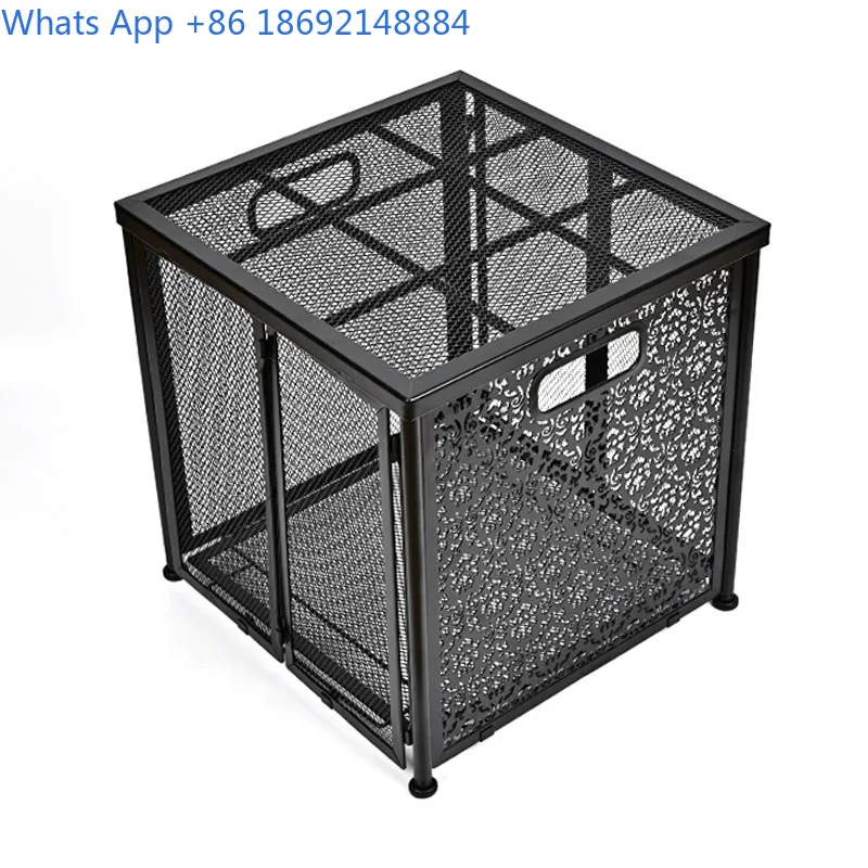 Foldable Metal Storage Stool and Basket for Outdoor Use Portable Organizer Container