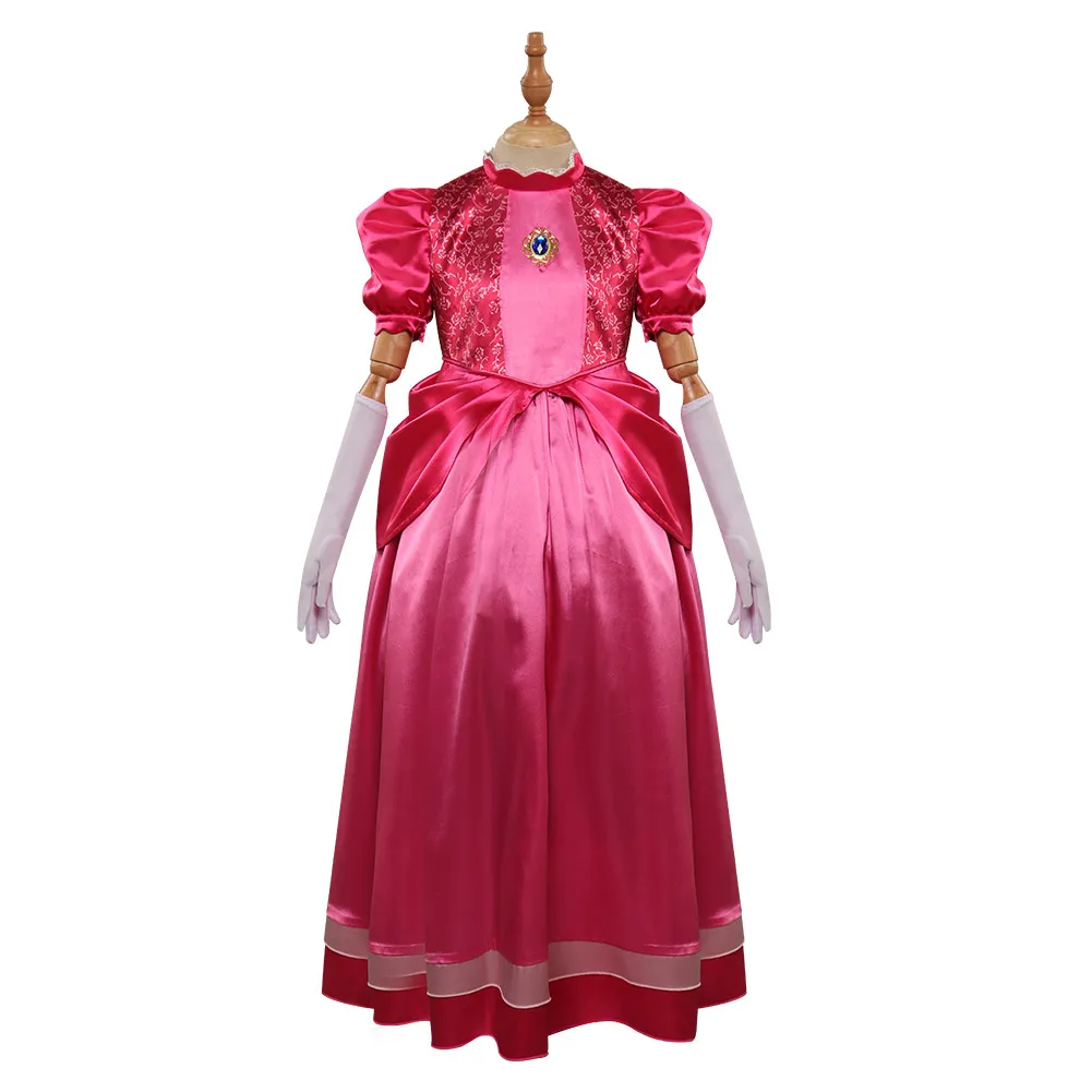 Princess Cosplay Peach Girl Women Costume Anime Game Movie Fancy Dress Up Outfits Jumpsuit Adult Halloween Disguise