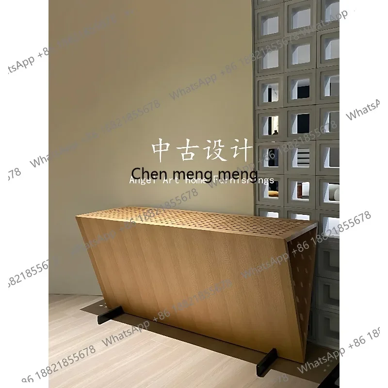 Medieval designer household solid wood inverted triangle enigma hollow creative shelf