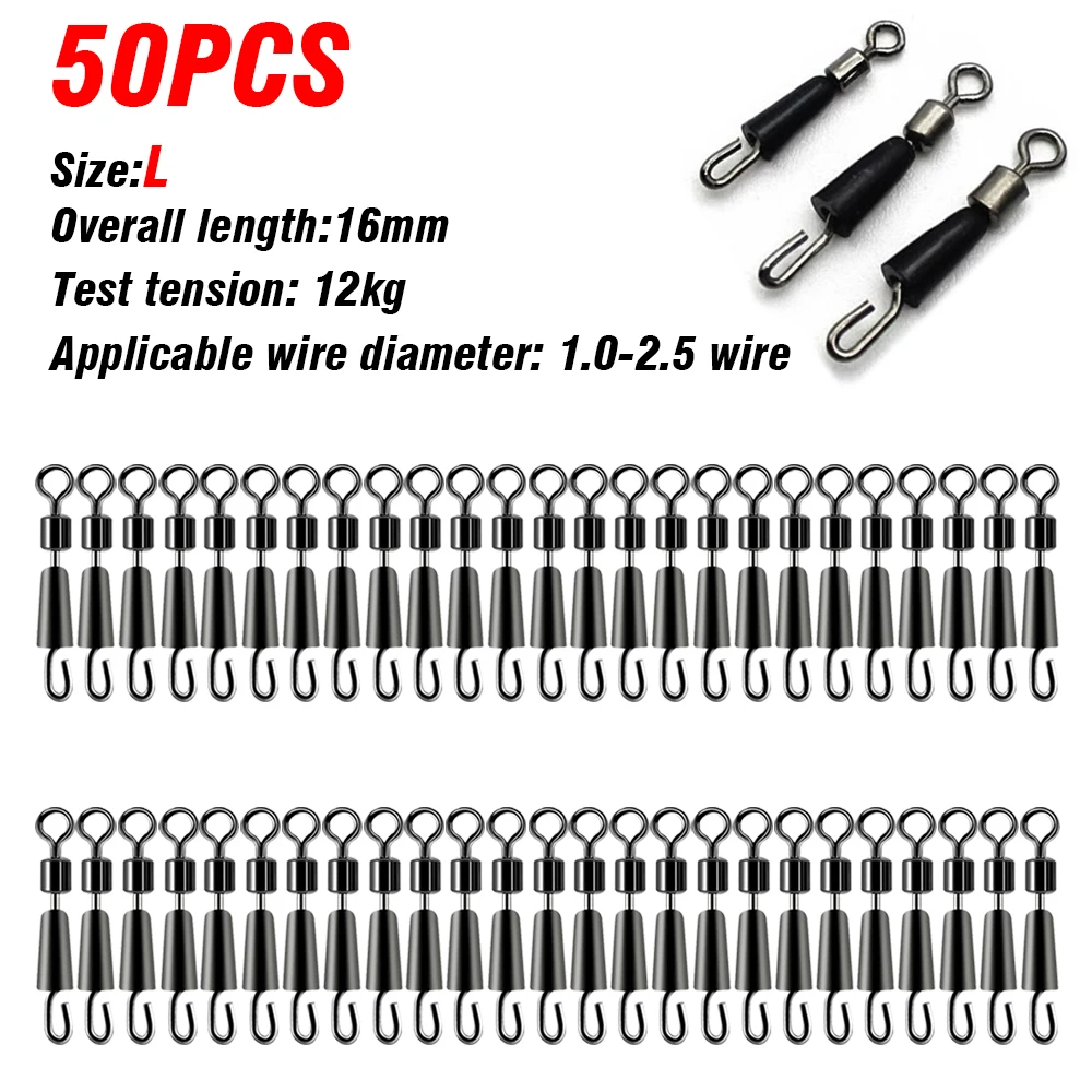 30/50Pcs Angeln Lager Wirbel Kugellager Wirbel Solide Ringe Stecker Schnell Schnelle Link Locken Linie Spin Snap Tackle stecker