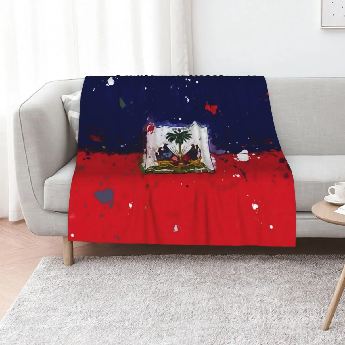 Haiti Grunge Flag Throw Blanket For Decorative Sofa Designers Soft Big Beautifuls Sofa Quilt Baby Blankets
