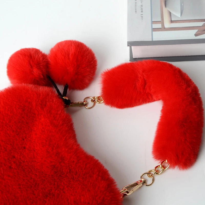 Trendy Damen Plüsch Liebe Herzförmige Neue Modische Einfarbig Weiche Bequeme Geldbörsen Beliebte Frauen Handtaschen – Detail 22