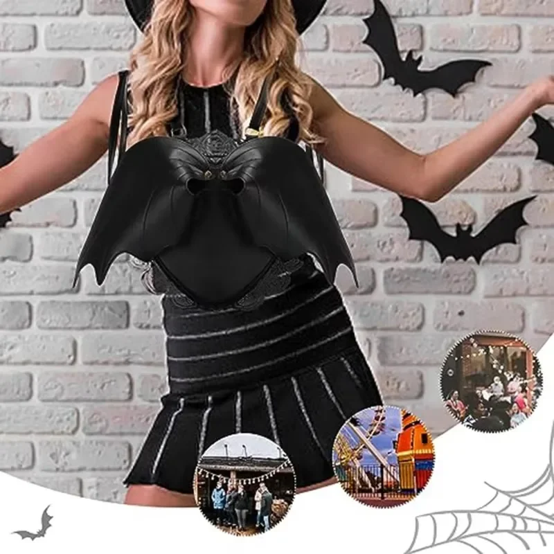 Trend Lace Female Dark Gothic Punk Backpack Black Angel Demon Bat Shoulder Bag Women Rucksack for Girls Bolsas De Mujer