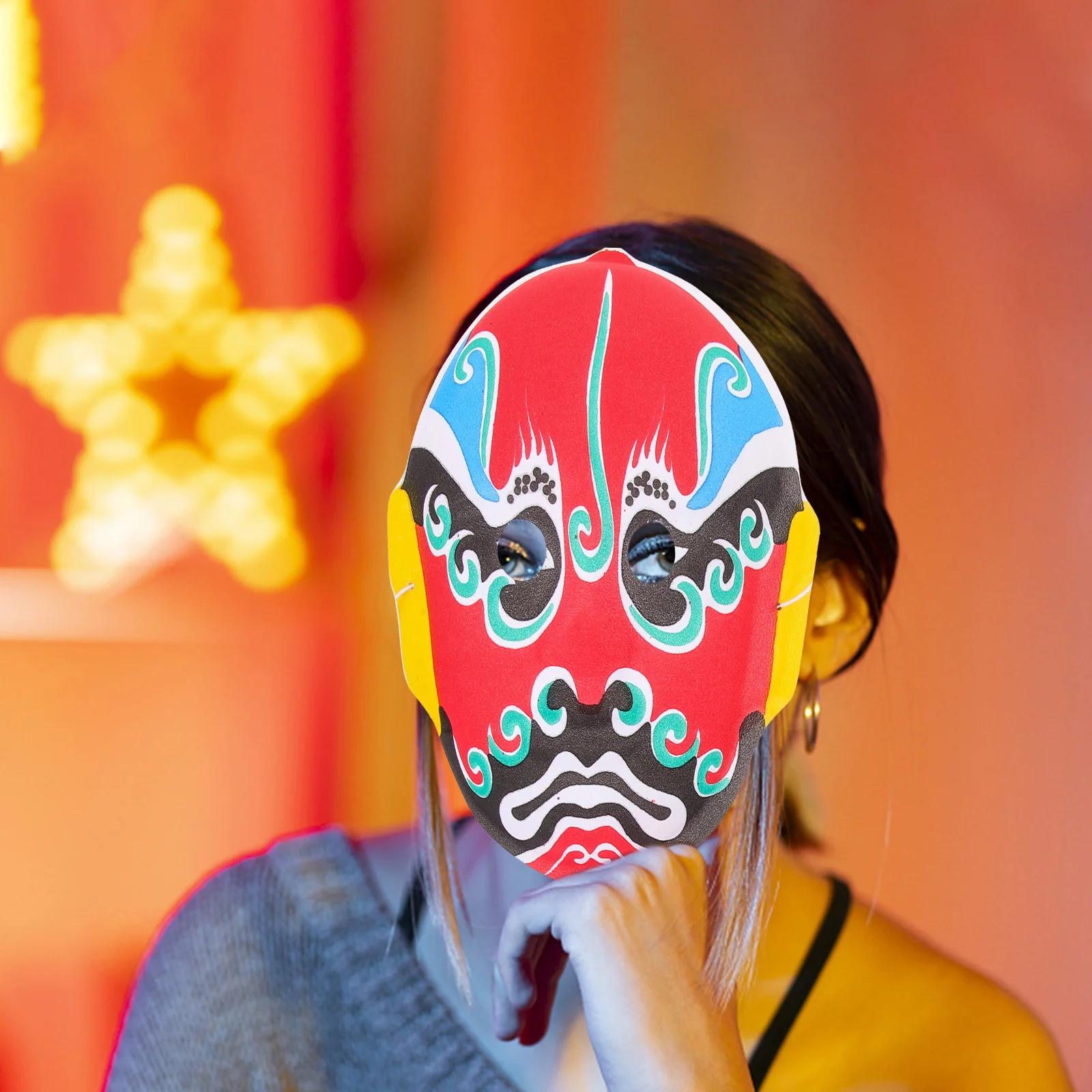 

6Pcs Chinese Opera Mask Flocking Design Cosplay Party Masks for Halloween Masquerade Mardi Gras Prom Decorative Home Decoration