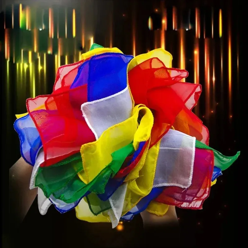 

Rainbow Silk Streamer 40*40cm Stage Magic Tircks Scarves Flowering 20Large Layers Magia Magie Magicians Prop Gimmick Accessory