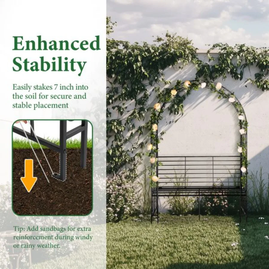 Arc Roof Double Layer With Chair Iron Arch Courtyard Black