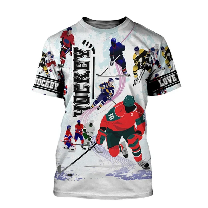 New Summer Sport Hockey  Picture Men T-Shirts  Casual 3D Print Tees Hip Hop Personality Round Neck Short Sleeve Amusing Tops