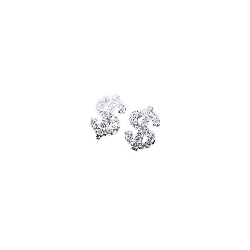 Zircon Dollar Stud Earrings For Men Women Piercing Earrings Jewelry For Sensitive Ears Fashion Punk Hip Hop