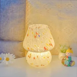 Mushroom Table Lamp Glass Bedroom Bedside Lamp Small Decoration Atmosphere Room Lighting Night Light Decor Living Room Desk Lamp