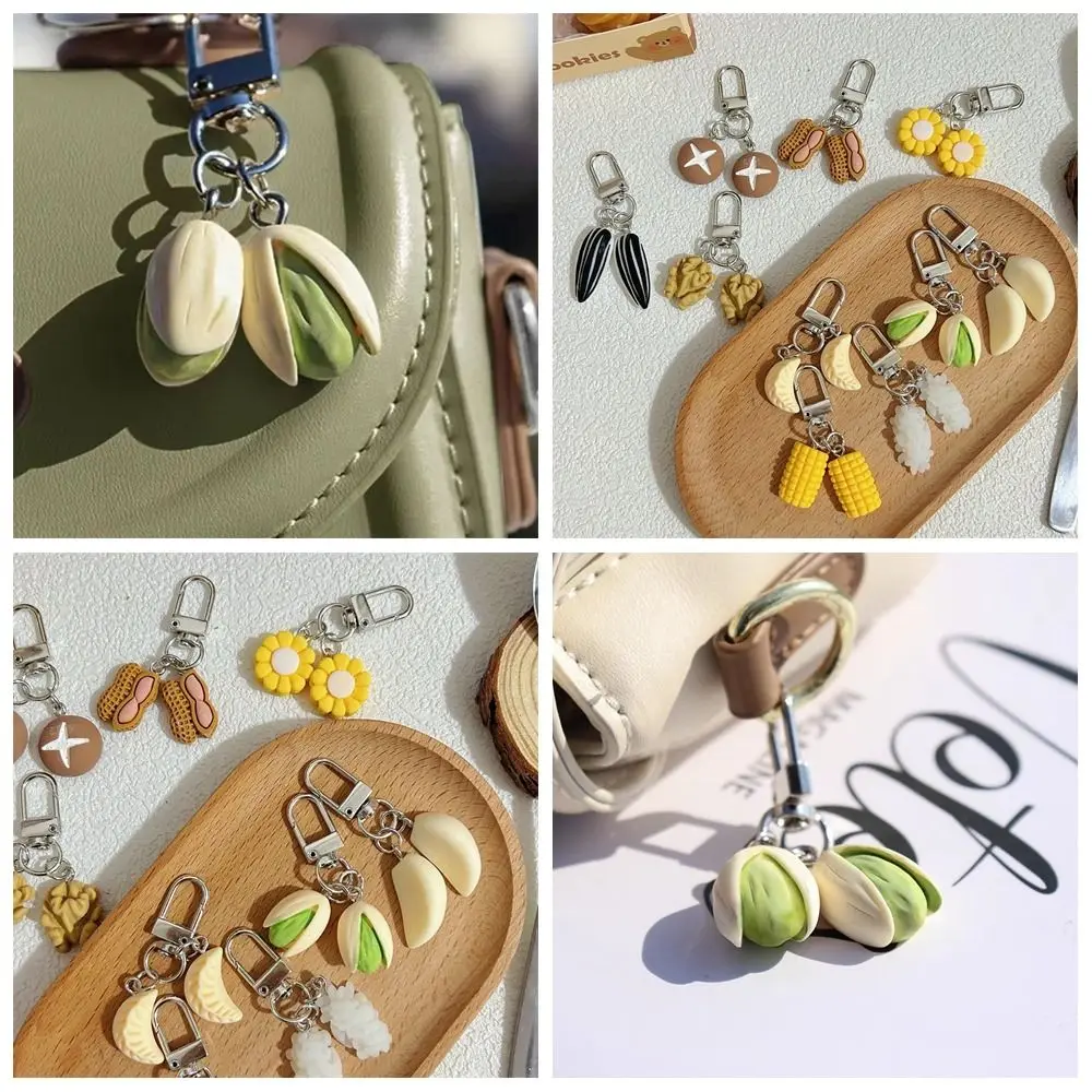 Bag Pendant Simulation Food Keychain Car Keychains Pistachio Food Series Pendant Jewelry Accessories Cute PVC Keychain Gift