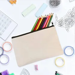 10/20PCS Canvas Zipper Bags Multifunctional Blank DIY Craft Pouches Pencil Bags Case Pouch For Home School Travel