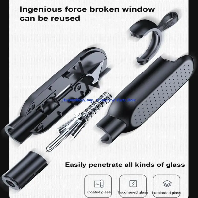 H7BD Multipurpose Vehicle Escape Hammer Break & Cut Seatbelts with Ease