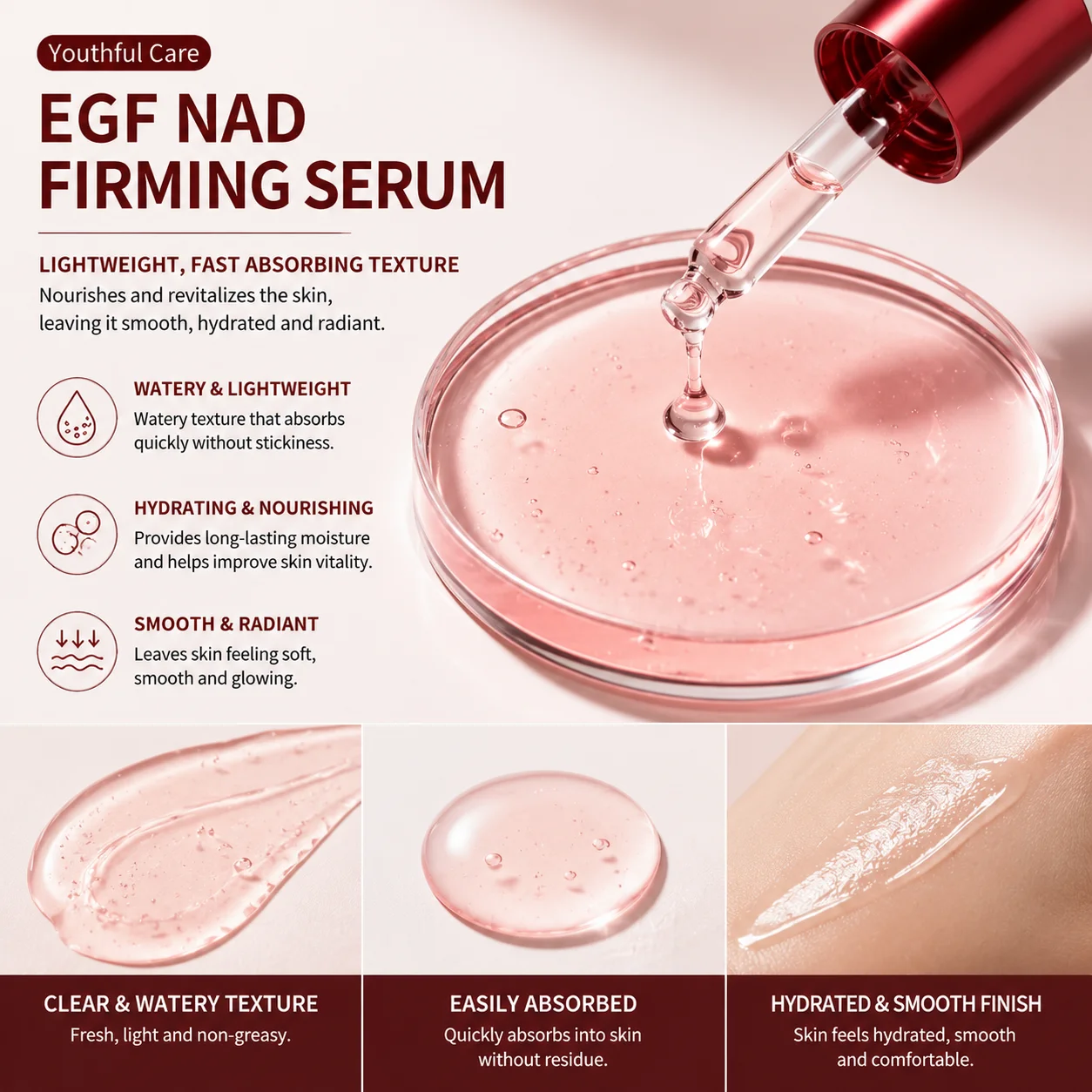 3pcs EGF NAD+ Facial Essence Collagen Moisturizing Serum - Skin Hydrating Facial Serum