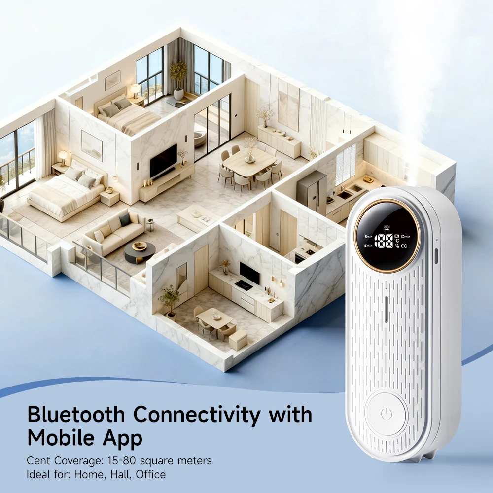 موزع روائح الزيوت العطرية مع التحكم في التطبيق، ناشر رائحة (رذاذ تلقائي، سطح المكتب قابل للتركيب على الحائط) للمكتب المنزلي، مع سائل إعادة التعبئة #3