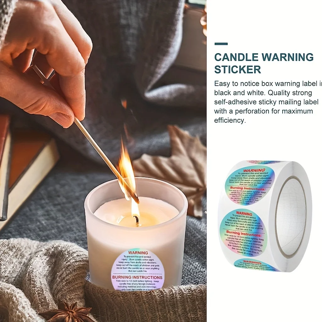 500pcs Wax Melt Warning Labels,candle Jar Containers Stickers,candle Jar Tin Container Wax Melt Safe Stickers,candle Making Supplies 1.5 X 1.5inch